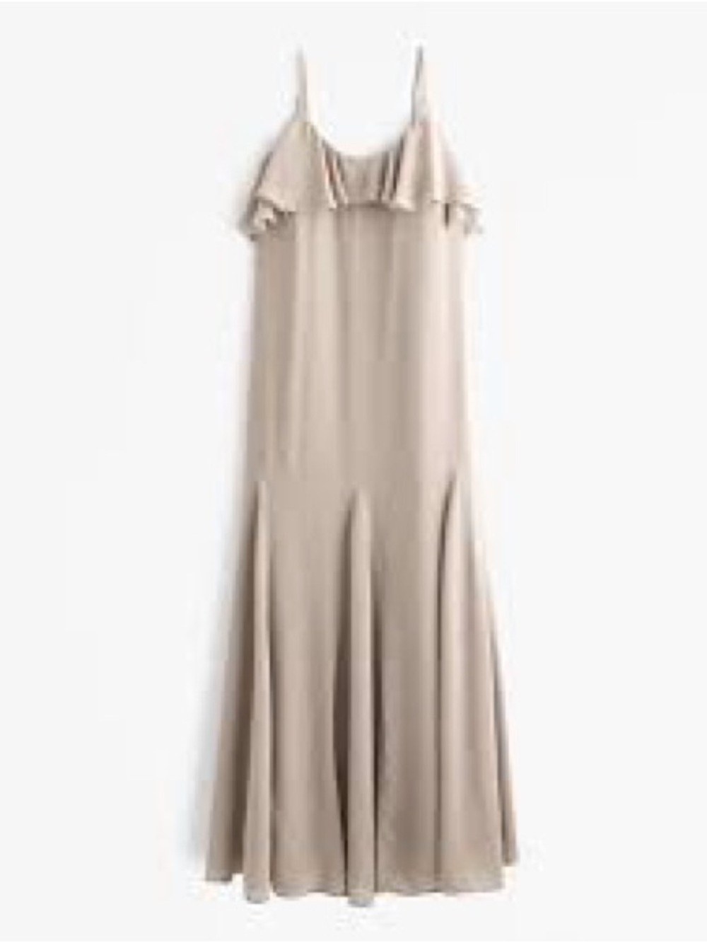 Abercrombie & Fitch Beige Ruffle-Trim Maxi Dress